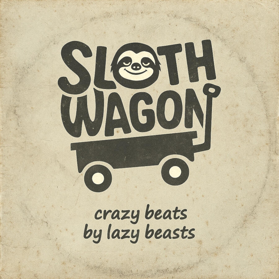 Sloth Wagon Logo_All rights reserved. Original and official logo of Sloth Wagon. Original cover art for Crazy Beats by Lazy Beasts. Copyright © 2026 Sloth Wagon. All rights reserved.